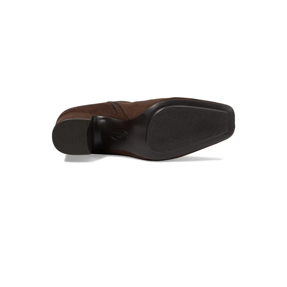 ANNE KLEIN WOMEN'S TAESA HIGH HEEL ANKLE BOOTIE, DARK BROWN, 8 M